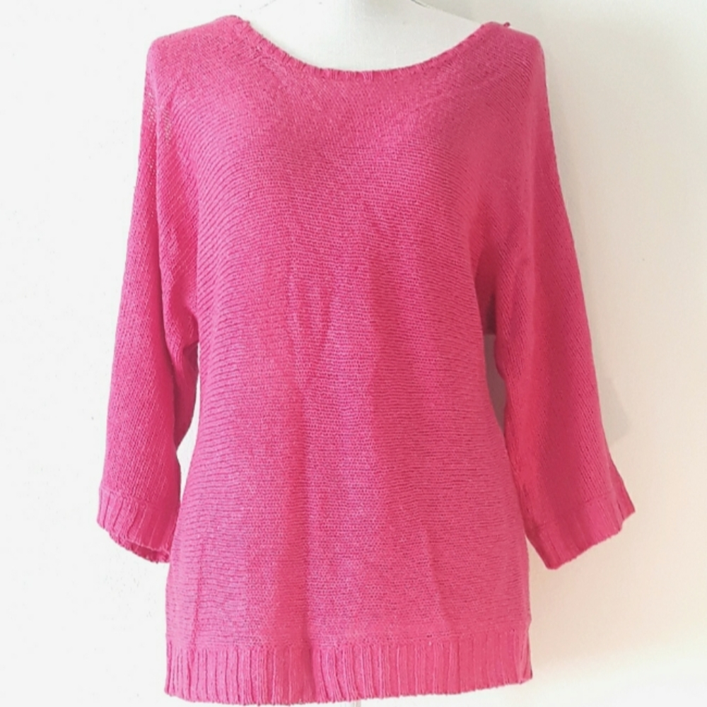 New York & Company Cold Shoulder Knit Sweater - Size Large Women's Pink Sweater - Picture 2 of 8
